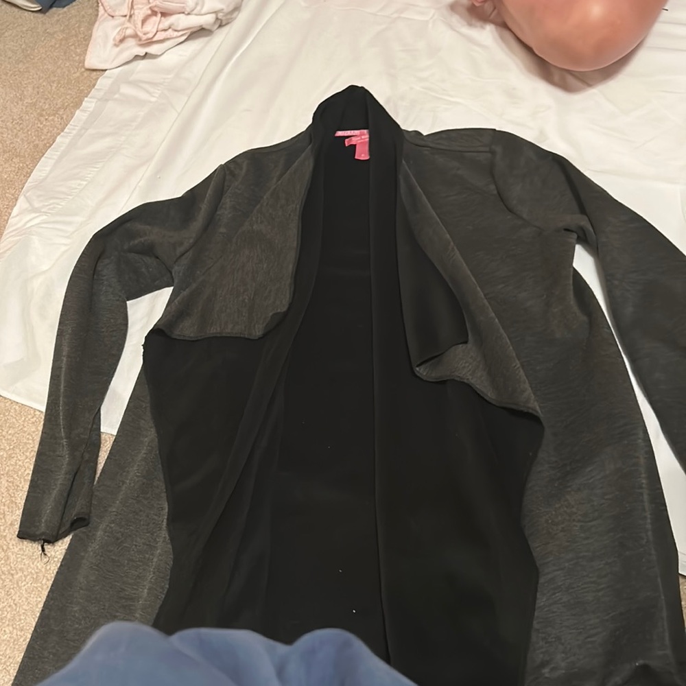 Isaac Mizrahi size small, black fleece inside, grey outside, super soft and warm